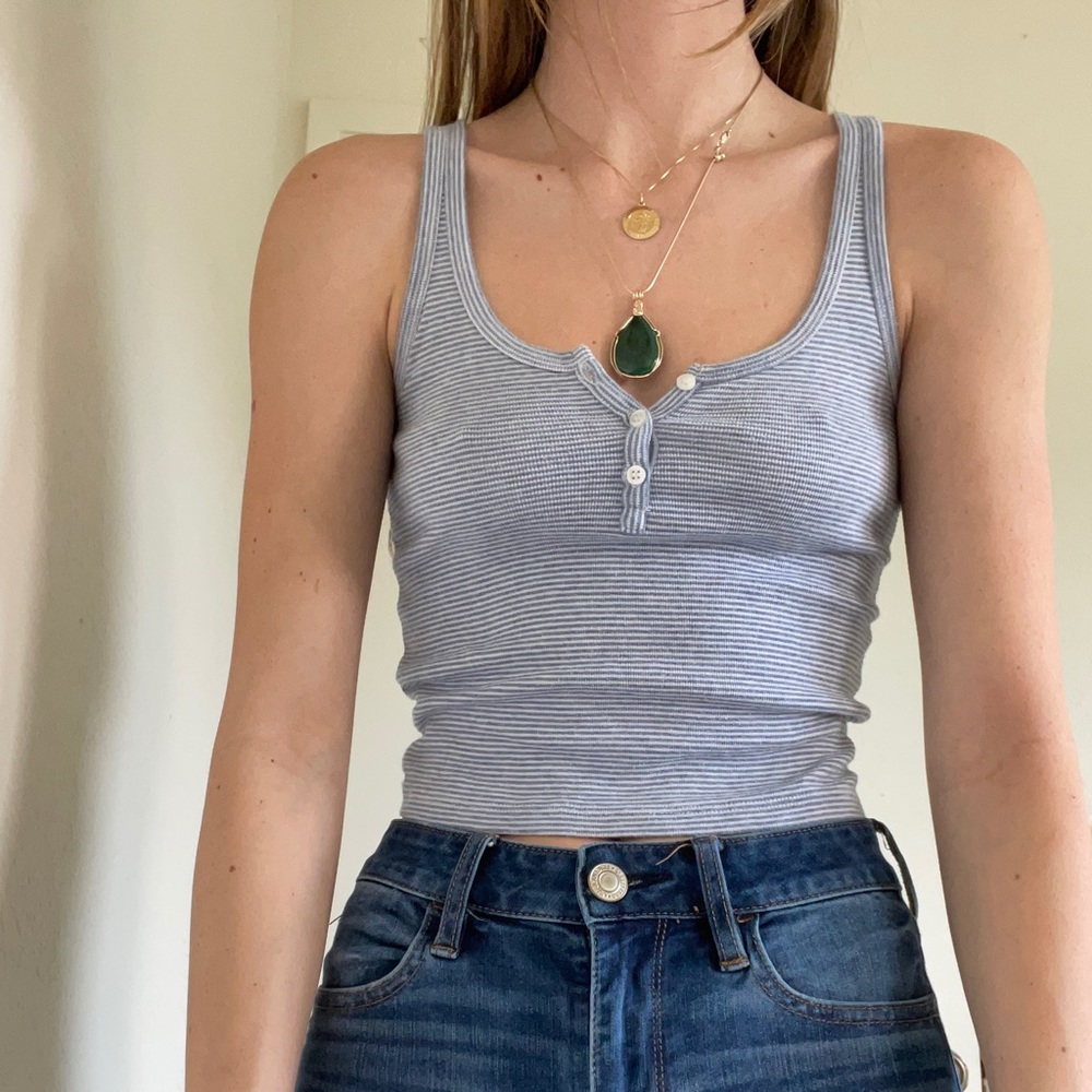 Brandy Melville Baby Blue Stripped Tank Top